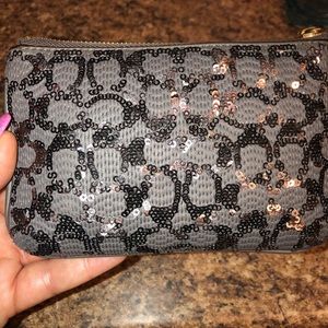 Silver sequin wristlet